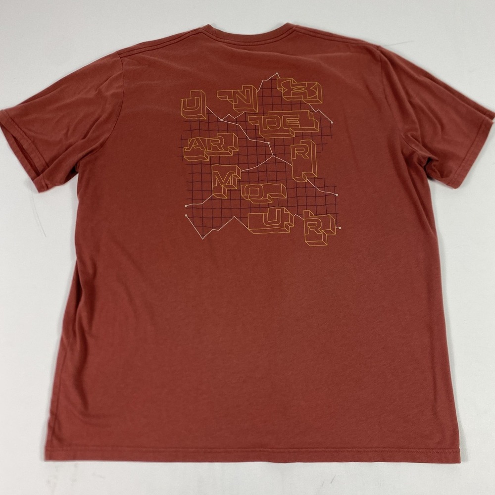 Under Armour Shirt Mens 2XL Rust Graphic Loose Fit Short Sleeve Logo Tee